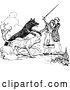 Vector Clip Art of Retro Guy Protecting a Lady from Wild Dogs by Prawny Vintage