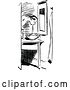 Vector Clip Art of Retro Guy Rinsing His Teeth in a Bathroom by Prawny Vintage