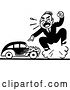 Vector Clip Art of Retro Guy Screaming by a Wrecked a Car by BestVector