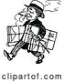 Vector Clip Art of Retro Guy Smoking and Walking with Parcels by Prawny Vintage