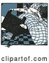 Vector Clip Art of Retro Guy Tipping His Bed and a Mouse Running by Prawny Vintage
