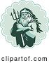 Vector Clip Art of Retro Guy, Triton Mythological God, Holding a Trident in Folded Arms Inside a Rosette by Patrimonio