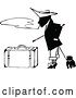 Vector Clip Art of Retro Guy with a Dog, Smoking by Luggage by Prawny Vintage