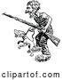 Vector Clip Art of Retro Guy with a Rifle and Angry Dog by Prawny Vintage