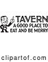 Vector Clip Art of Retro Guy with Tavern a Good Place to Eat and Be Merry Text by BestVector