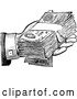 Vector Clip Art of Retro Hand Giving Cash by BestVector
