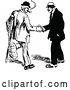 Vector Clip Art of Retro Handshake Between an Injured Guy and Another by Prawny Vintage
