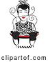 Vector Clip Art of Retro Happy Black Haired Housewife Holding Freshly Baked Cookies by Andy Nortnik