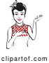 Vector Clip Art of Retro Happy Black Haired Housewife, Waitress or Maid Lady Wearing an Apron and Presenting 2 by Andy Nortnik