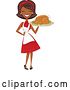 Vector Clip Art of Retro Happy Black Lady Carrying a Roasted Thanksgiving or Christmas Turkey on a Platter by Amanda Kate