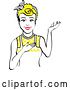 Vector Clip Art of Retro Happy Blond Housewife, Waitress or Maid Lady Wearing an Apron and Presenting 2 by Andy Nortnik
