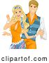 Vector Clip Art of Retro Happy Blond White Couple Wearing Seventies Style Costumes and Dancing by BNP Design Studio
