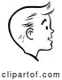 Vector Clip Art of Retro Happy Boy Face in Profile, in Black and White by Picsburg
