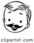 Vector Clip Art of Retro Happy Boy Face with a Mustache in by Picsburg