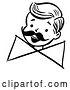 Vector Clip Art of Retro Happy Boy with a Mustache and Bow, in by Picsburg