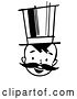Vector Clip Art of Retro Happy Boy with a Mustache and Top Hat by Picsburg
