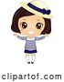 Vector Clip Art of Retro Happy Brunette Girl in a Breton Shirt and Derby Hat by BNP Design Studio