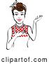 Vector Clip Art of Retro Happy Brunette Housewife, Waitress or Maid Lady Wearing an Apron and Presenting 2 by Andy Nortnik