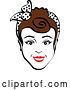 Vector Clip Art of Retro Happy Brunette Lady Smiling and Wearing a Scarf in Her Hair by Andy Nortnik