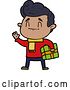 Vector Clip Art of Retro Happy Cartoon Guy with Gift by Lineartestpilot