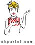 Vector Clip Art of Retro Happy Dirty Blond Housewife, Waitress or Maid Lady Wearing an Apron and Presenting 2 by Andy Nortnik