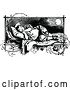 Vector Clip Art of Retro Happy Girl Sleeping by Prawny Vintage