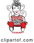 Vector Clip Art of Retro Happy Gray Haired Housewife Holding Freshly Baked Cookies 2 by Andy Nortnik