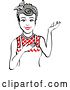Vector Clip Art of Retro Happy Gray Haired Housewife, Waitress or Maid Lady Wearing an Apron and Presenting 2 by Andy Nortnik