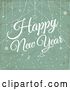 Vector Clip Art of Retro Happy New Year Greeting over Distressed Green and Snowflakes by Elaineitalia