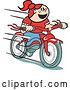 Vector Clip Art of Retro Happy Red Haired Girl Speeding Downhill on Her Brand New Red Bike by Andy Nortnik