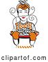 Vector Clip Art of Retro Happy Redhead Housewife Holding Freshly Baked Cookies by Andy Nortnik