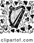 Vector Clip Art of Retro Harp and Clovers by Prawny Vintage