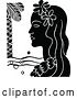 Vector Clip Art of Retro Hawaiian Lady with a Floral Lei and Palm Tree by Prawny Vintage