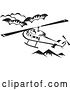 Vector Clip Art of Retro Helicopter Above Mountains by Patrimonio