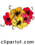 Vector Clip Art of Retro Hibiscus Flowers by AtStockIllustration