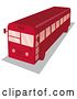 Vector Clip Art of Retro High Angle View of a Red Shuttle Bus by Patrimonio