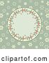 Vector Clip Art of Retro Holly Christmas Frame over Snowflakes on Green by Elaineitalia