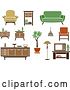 Vector Clip Art of Retro Household Tables, Chairs, Couches and Furniture by Vector Tradition SM