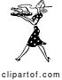 Vector Clip Art of Retro Housewife Carrying a Roasted Turkey by Prawny Vintage