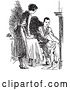 Vector Clip Art of Retro Housewife Setting a Fireside Table for Her Husband by Picsburg