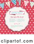 Vector Clip Art of Retro Invitation with Sample Text over Pink Polka Dots with a Bunting by Elaineitalia