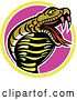Vector Clip Art of Retro King Cobra Snake Mascot in a Circle by Patrimonio
