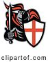 Vector Clip Art of Retro Knight in Full Armor, Holding a Sword and English Shield by Patrimonio