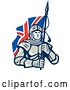 Vector Clip Art of Retro Knight in Metal Armour, Carrying a British Flag by Patrimonio