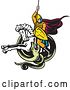 Vector Clip Art of Retro Knight on Horseback Spearing a Snake by Patrimonio