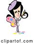 Vector Clip Art of Retro Lady Artist Holding a Palette and Paintbrush by Andy Nortnik