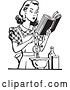 Vector Clip Art of Retro Lady Baking and Reading a Cook Book by BestVector