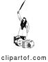 Vector Clip Art of Retro Lady Hollering over Her Luggage by Prawny Vintage