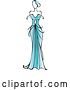 Vector Clip Art of Retro Lady in a Gorgeous Blue Gown by Vector Tradition SM
