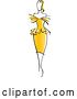 Vector Clip Art of Retro Lady in a Gorgeous Yellow Dress by Vector Tradition SM